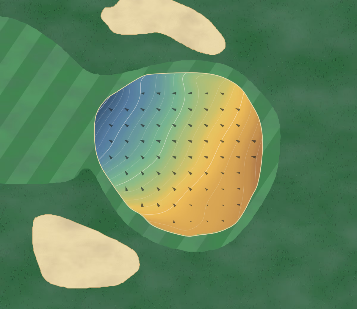 Green contour map of Green Pond in Bethlehem, Pennsylvania: 159 elevation contours at a 3-inch interval with fall-line arrows, traced from 1-meter lidar