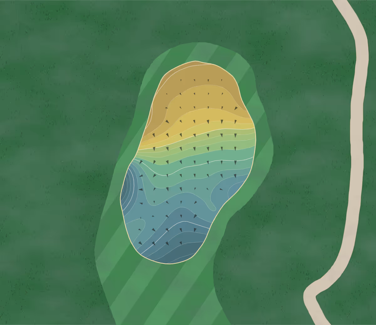 Green contour map of Green Spring in Washington, Utah — 231 elevation contours at a 3-inch interval with fall-line arrows, traced from 1-meter lidar