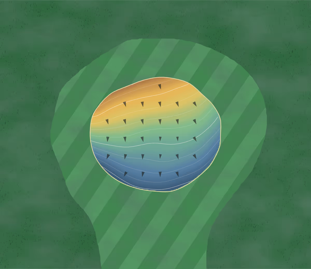 Green contour map of Green Valley in Hebron, Ohio — 153 elevation contours at a 3-inch interval with fall-line arrows, traced from 1-meter lidar