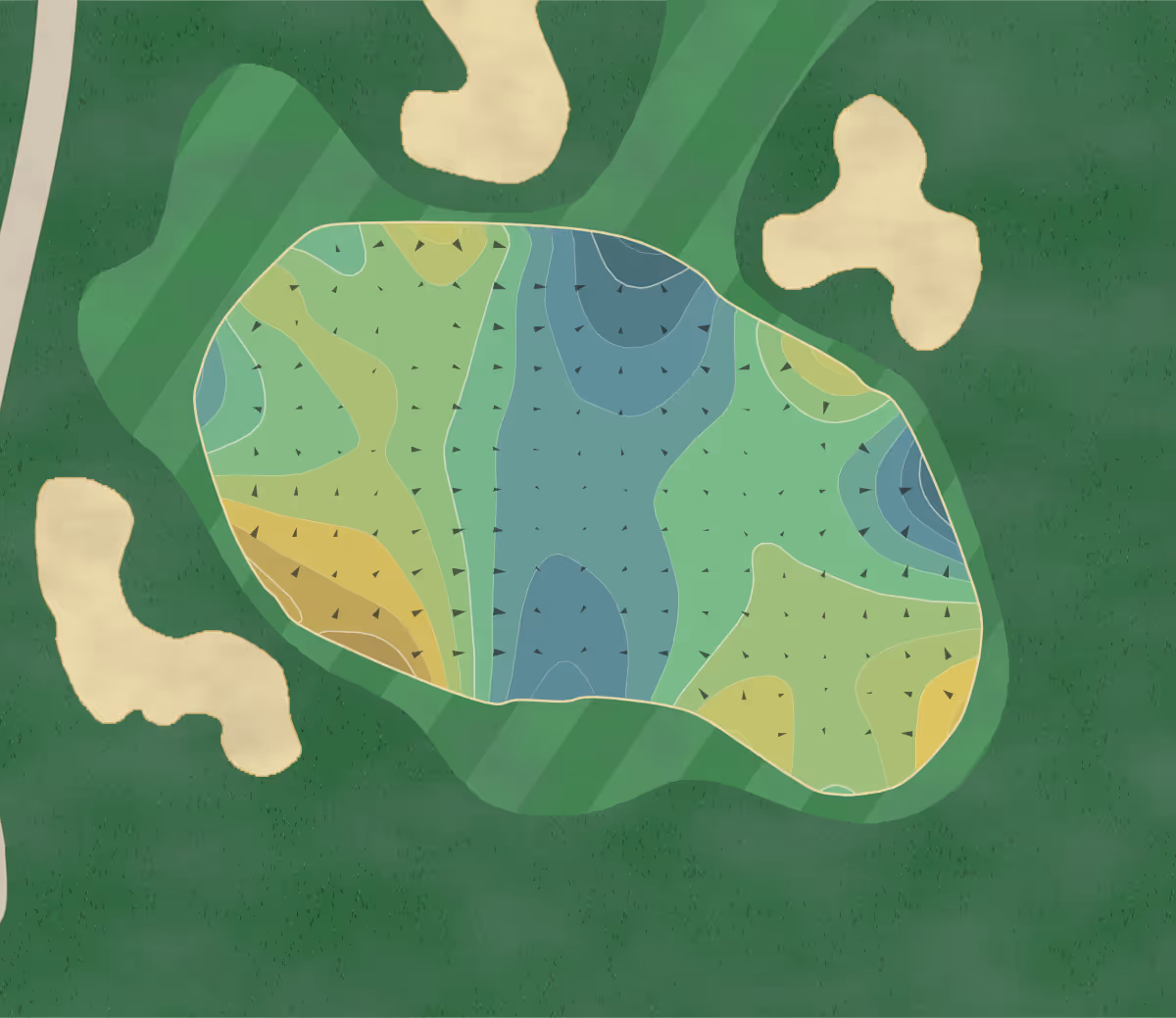 Green contour map of Green Valley in Denver, Colorado — 169 elevation contours at a 3-inch interval with fall-line arrows, traced from 1-meter lidar