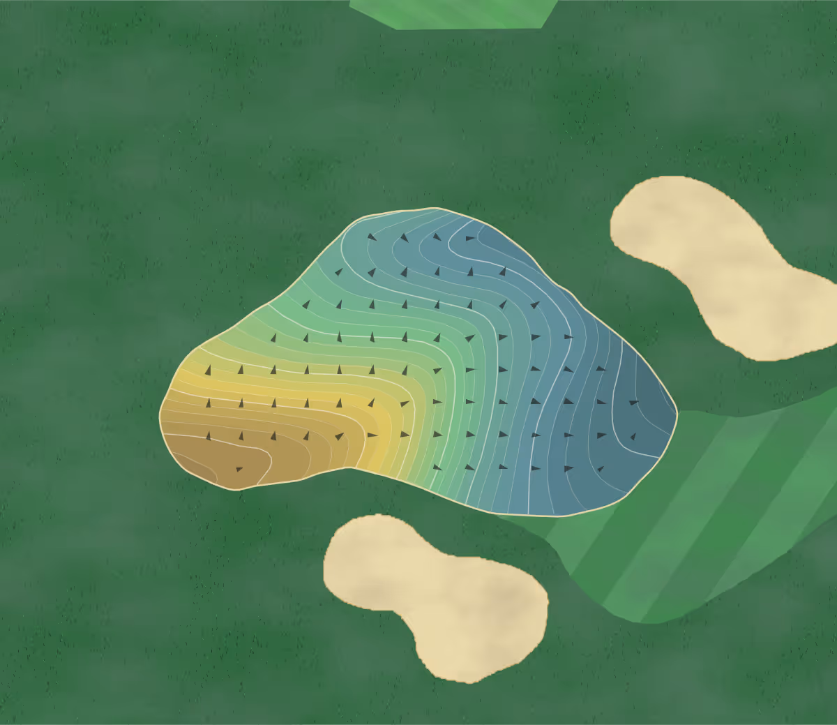 Green contour map of Greenfield Park in Franklin, Wisconsin — 220 elevation contours at a 3-inch interval with fall-line arrows, traced from 1-meter lidar