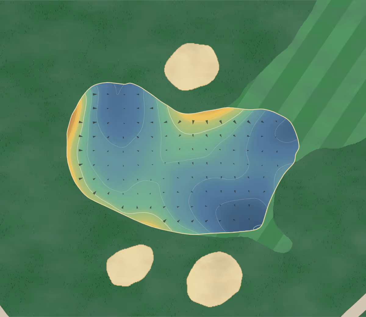 Green contour map of Grey Hawk in LaGrange, Ohio — 21 elevation contours at a 3-inch interval with fall-line arrows, traced from 1-meter lidar