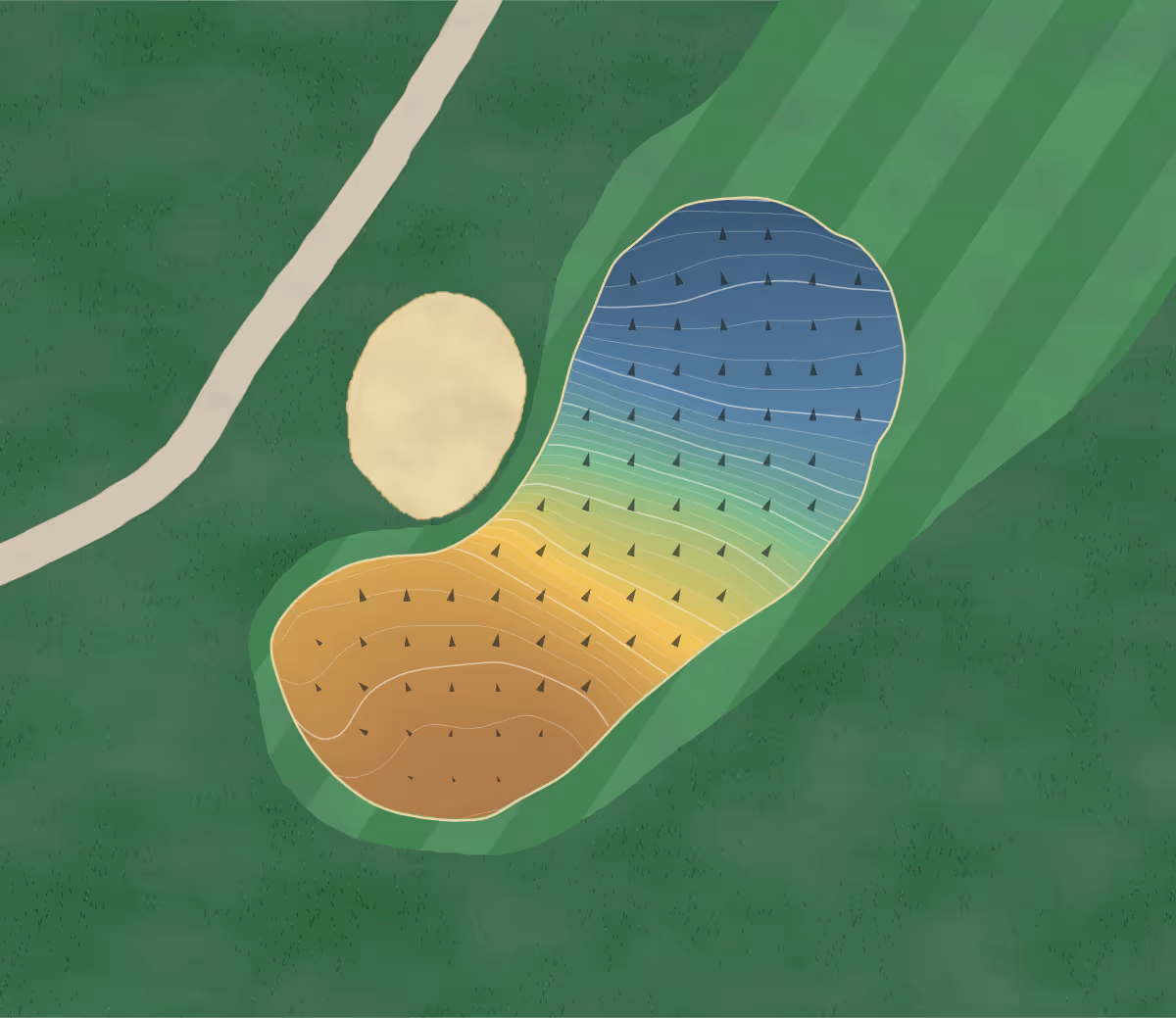 Green contour map of Greystone in Greystone, Arkansas — 226 elevation contours at a 3-inch interval with fall-line arrows, traced from 1-meter lidar