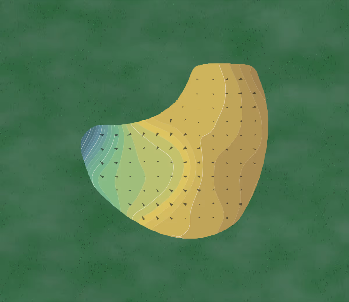 Green contour map of Grizzly Ranch in Portola, California — 33 elevation contours at a 3-inch interval with fall-line arrows, traced from 1-meter lidar