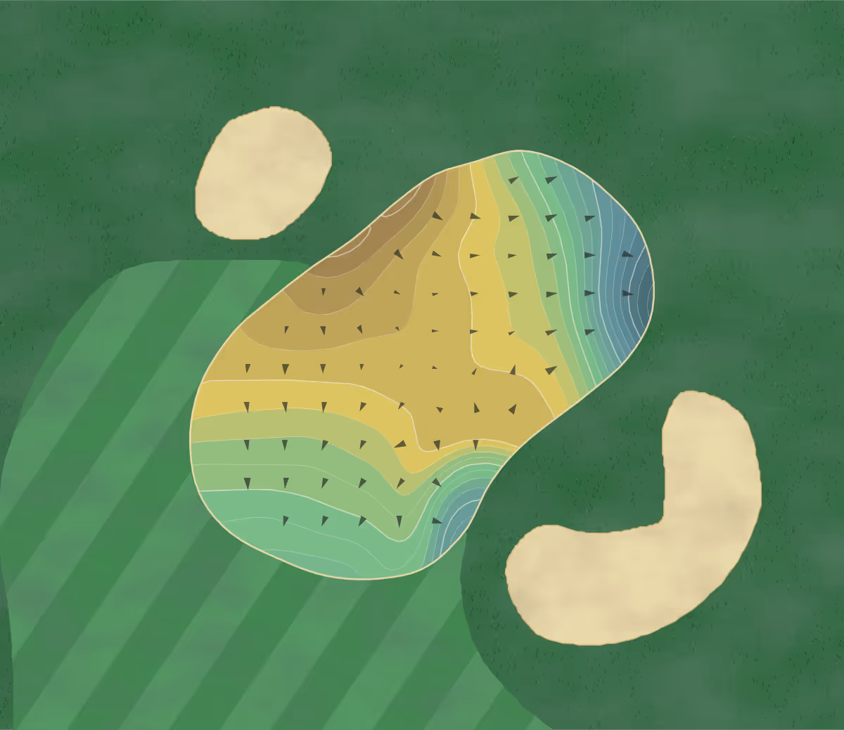 Green contour map of Gulf Harbour in Ft. Myers, Florida — 241 elevation contours at a 3-inch interval with fall-line arrows, traced from 1-meter lidar