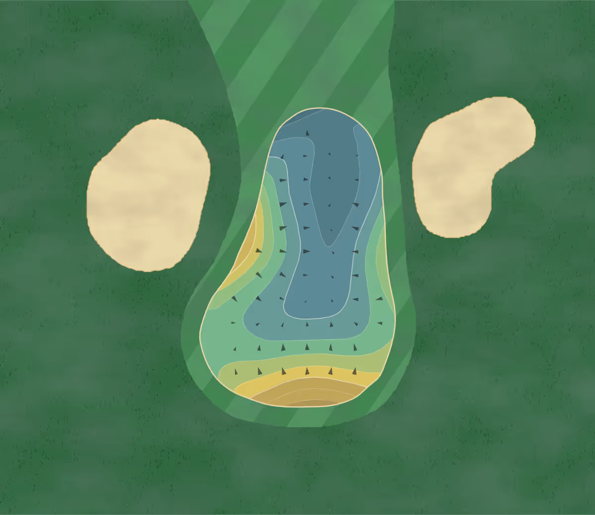 Green contour map of Haggin Oaks in Sacramento, California — 117 elevation contours at a 3-inch interval with fall-line arrows, traced from 1-meter lidar