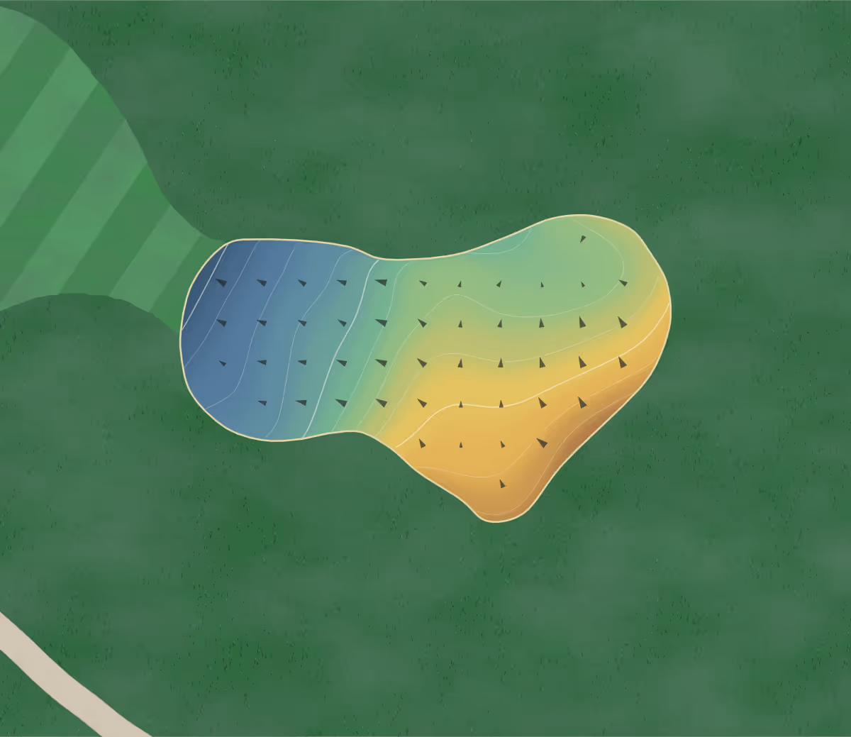 Green contour map of Hail Ridge in Boonville, Missouri: 143 elevation contours at a 3-inch interval with fall-line arrows, traced from 1-meter lidar