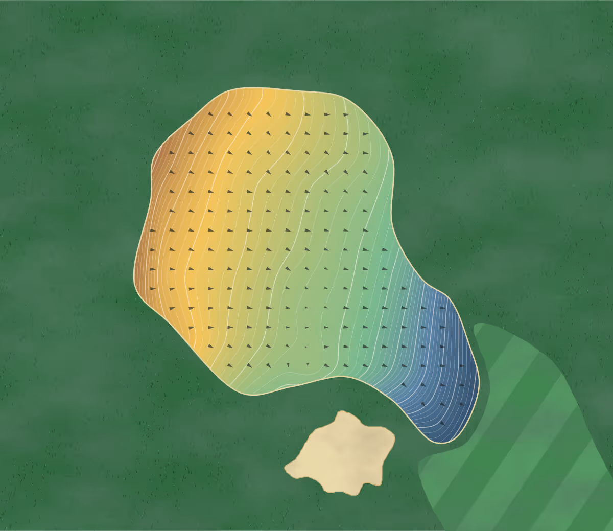 Green contour map of Hakone in Hakone, Japan: 255 elevation contours at a 8-centimeter interval with fall-line arrows, traced from 1-meter lidar