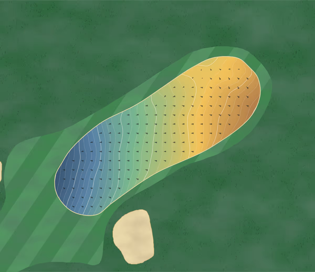 Green contour map of Halesowen in Halesowen, England: 66 elevation contours at a 8-centimeter interval with fall-line arrows, traced from 1-meter lidar
