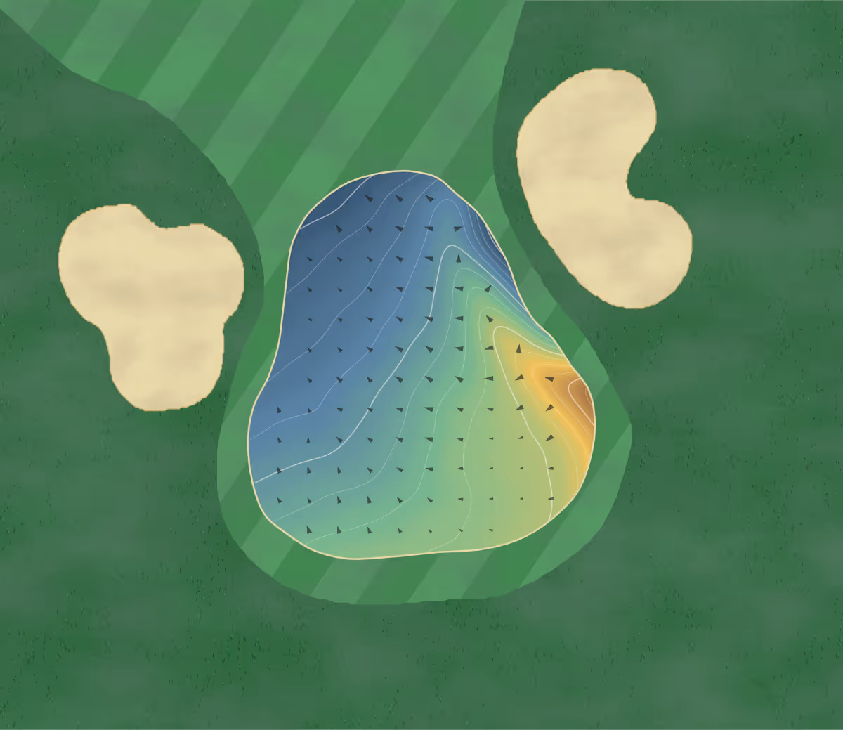 Green contour map of Halesworth in Halesworth, England: 176 elevation contours at a 8-centimeter interval with fall-line arrows, traced from 1-meter lidar