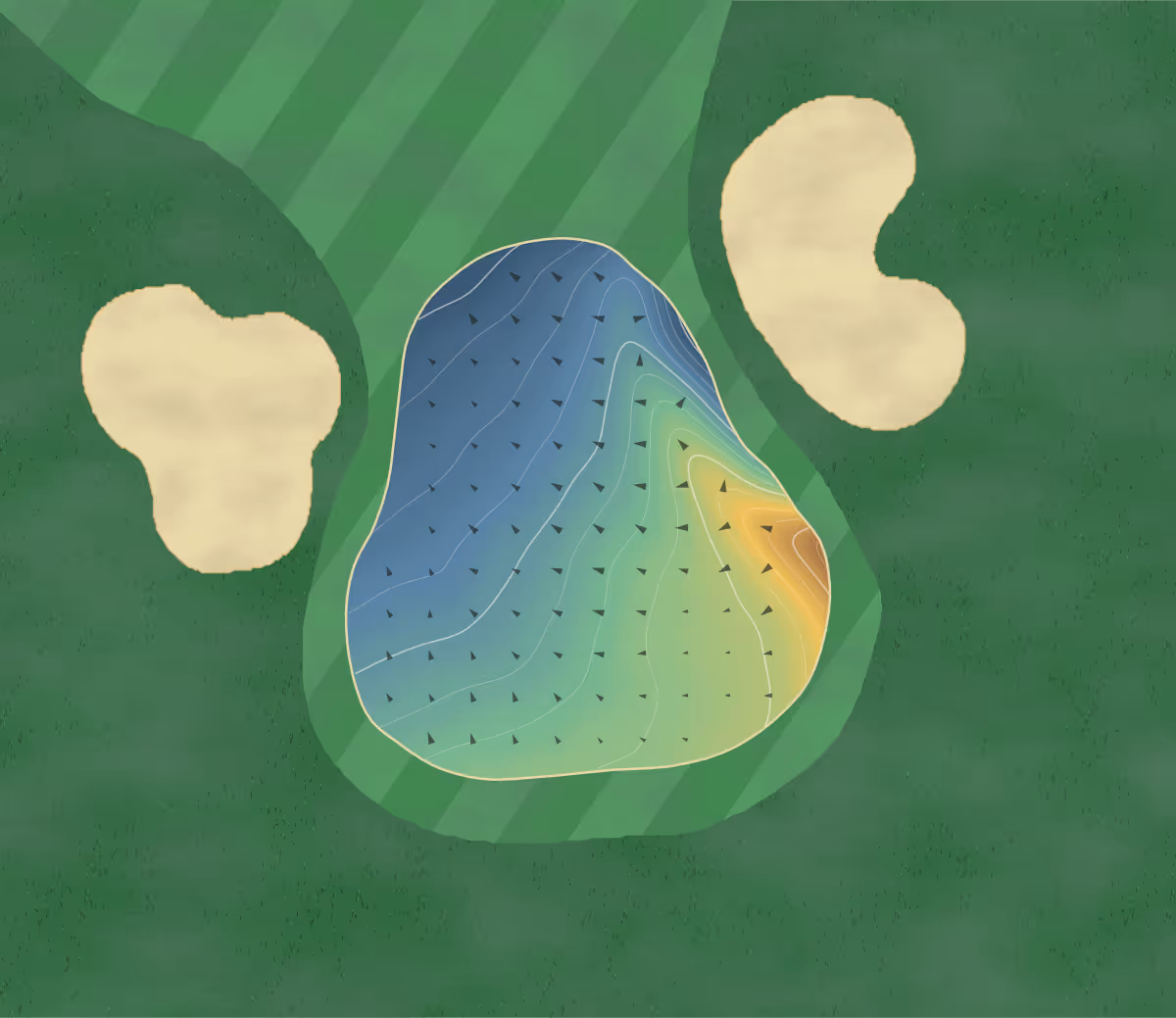 Green contour map of Halesworth in Halesworth, England — 176 elevation contours at a 8-centimeter interval with fall-line arrows, traced from 1-meter lidar