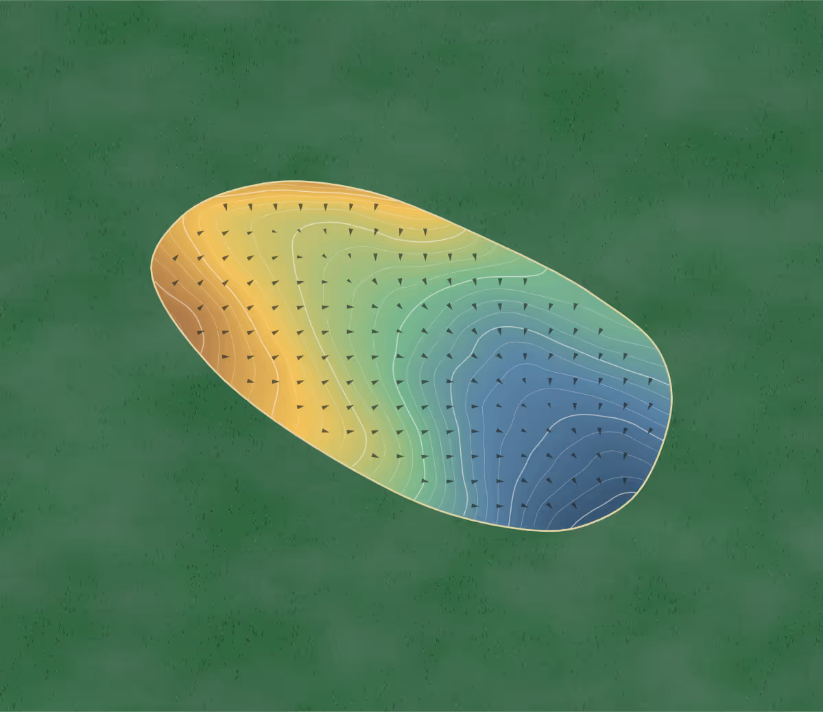 Green contour map of Halifax GC in Halifax, England: 214 elevation contours at a 8-centimeter interval with fall-line arrows, traced from 1-meter lidar