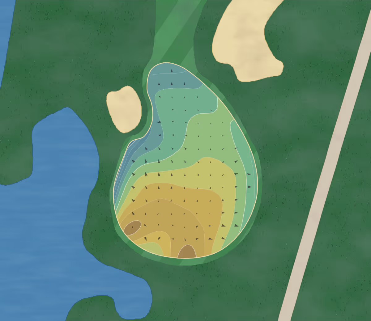 Green contour map of Hanah Mountain in Margaretville, New York — 153 elevation contours at a 3-inch interval with fall-line arrows, traced from 1-meter lidar