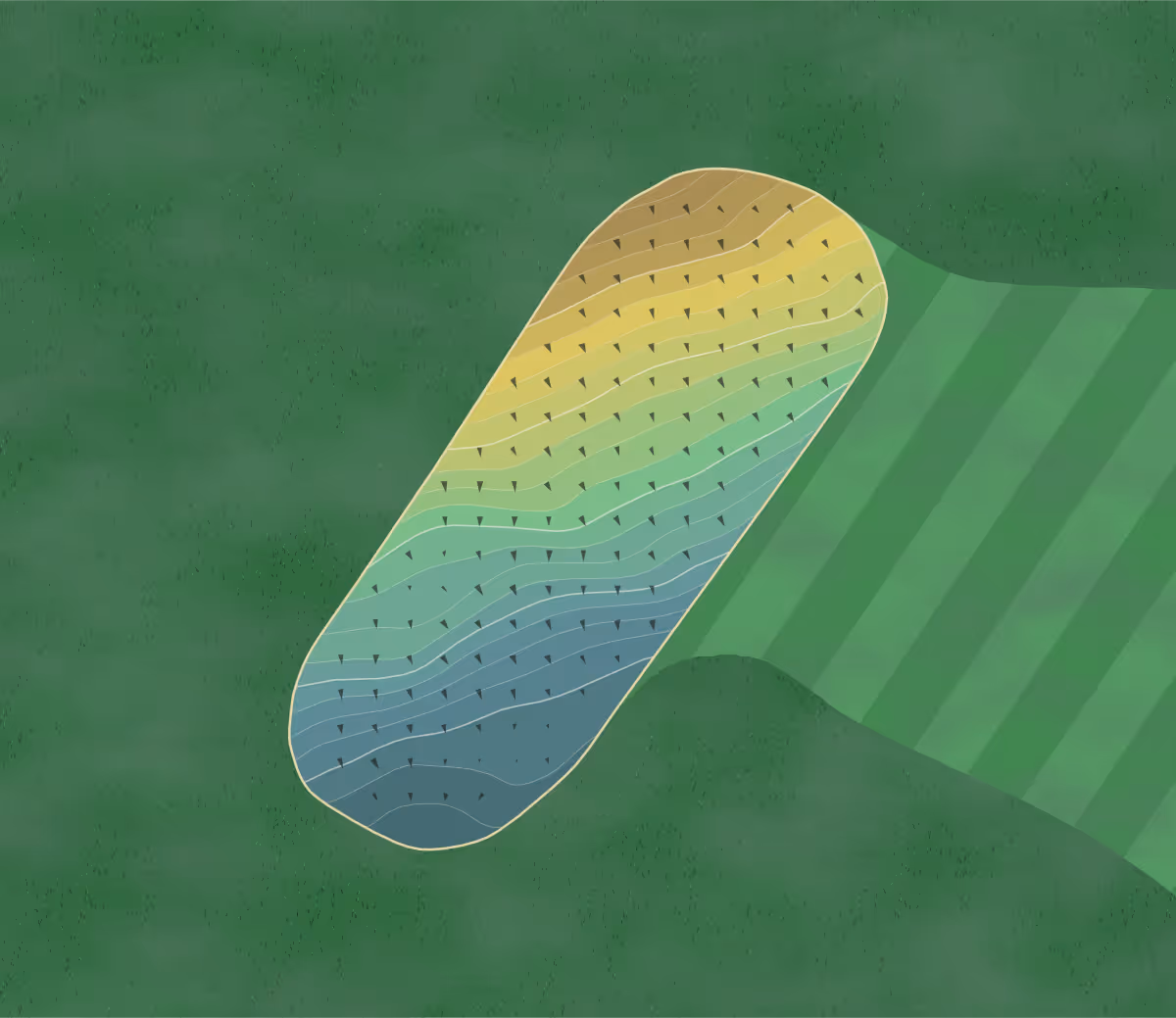 Green contour map of Hannastown in Greensburg, Pennsylvania — 213 elevation contours at a 3-inch interval with fall-line arrows, traced from 1-meter lidar