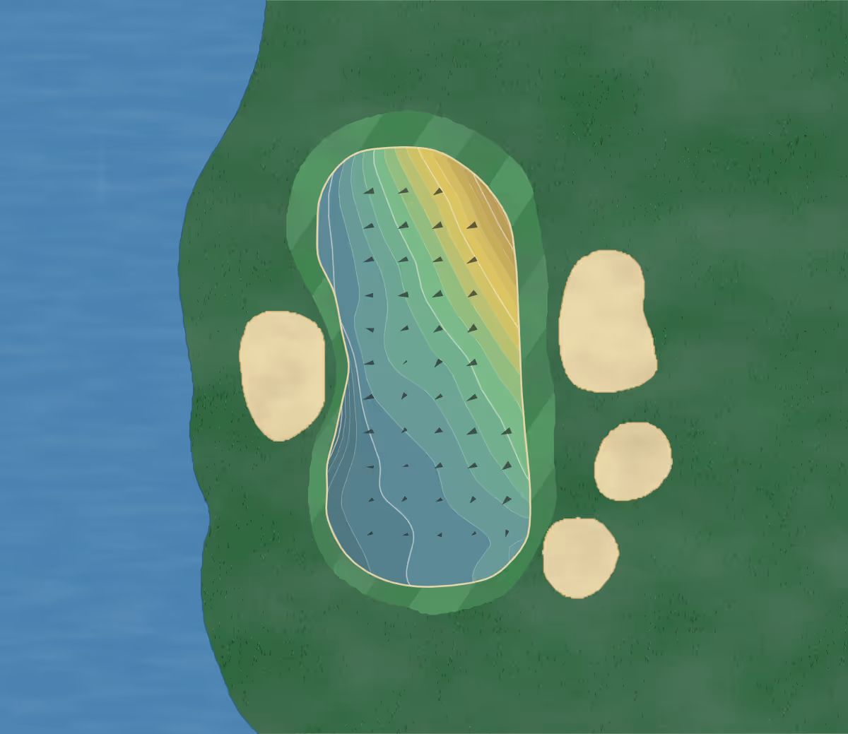 Green contour map of Harbor Club in Greensboro, Georgia — 191 elevation contours at a 3-inch interval with fall-line arrows, traced from 1-meter lidar