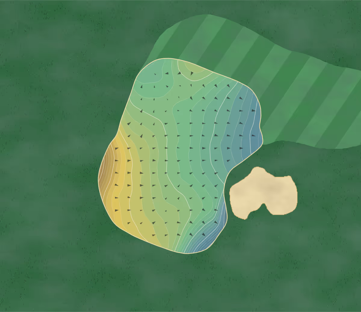 Green contour map of Hartefeld National in Avondale, Pennsylvania — 341 elevation contours at a 3-inch interval with fall-line arrows, traced from 1-meter lidar