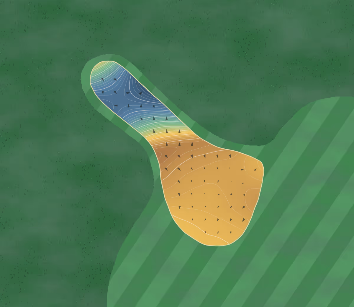 Green contour map of Hartford in Hartford, Connecticut — 352 elevation contours at a 3-inch interval with fall-line arrows, traced from 1-meter lidar