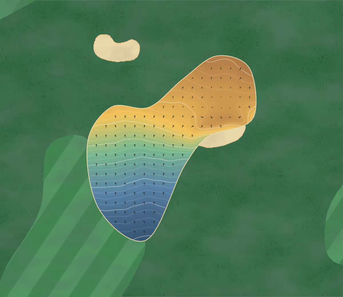 Green contour map of Haste Hill in Northwood, England — 309 elevation contours at a 8-centimeter interval with fall-line arrows, traced from 1-meter lidar