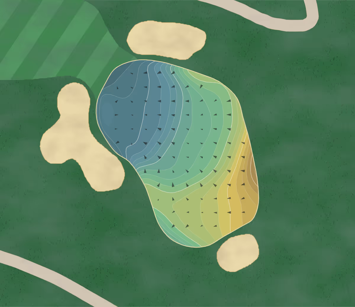 Green contour map of Havens in Vista, California — 337 elevation contours at a 3-inch interval with fall-line arrows, traced from 1-meter lidar