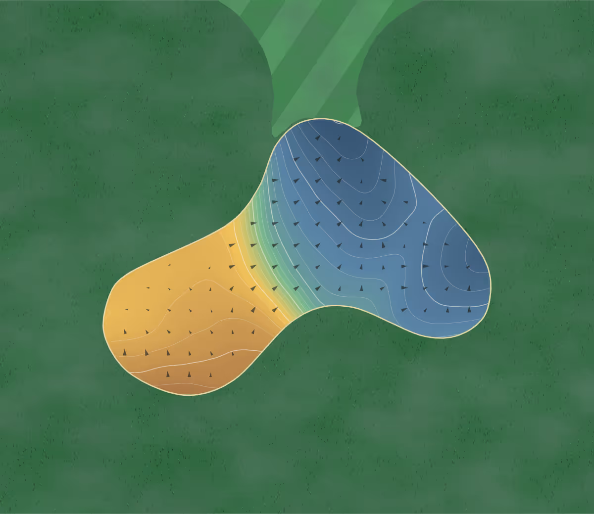 Green contour map of Hawk Pointe in Washington, New Jersey: 210 elevation contours at a 3-inch interval with fall-line arrows, traced from 1-meter lidar