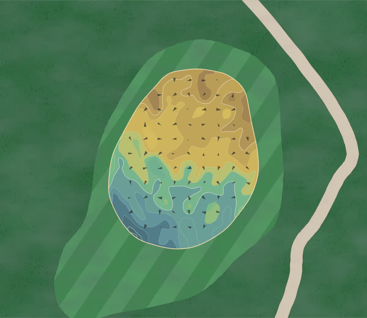Green contour map of Hawk's in Southington, Connecticut — 181 elevation contours at a 3-inch interval with fall-line arrows, traced from 1-meter lidar