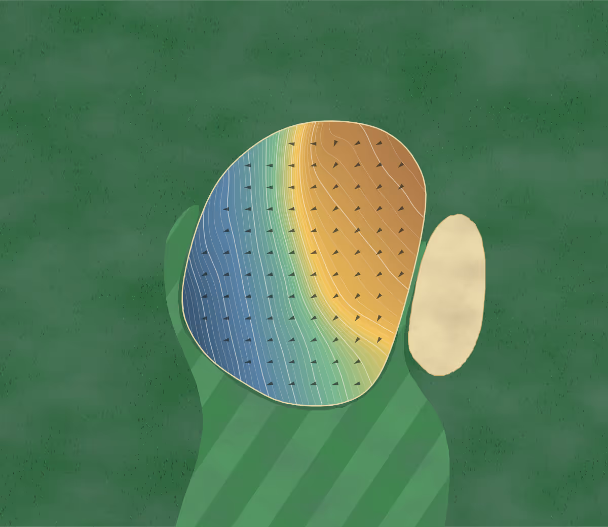 Green contour map of Hawkhurst Golf Squash Club in Hawkhurst, United Kingdom: 114 elevation contours at a 8-centimeter interval with fall-line arrows, traced from 1-meter lidar