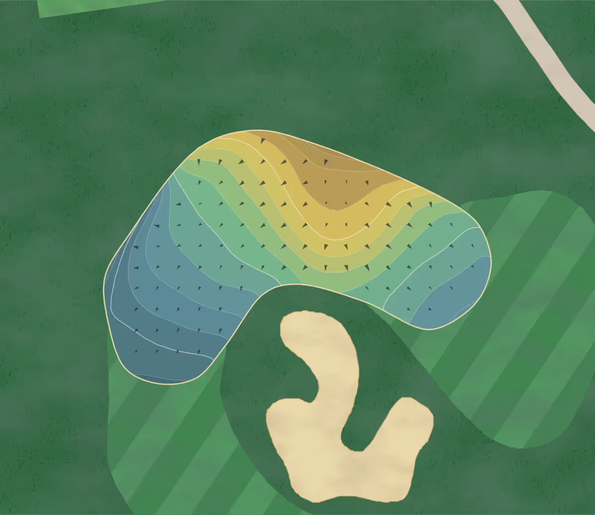 Green contour map of Hawthorn Woods in Hawthorn Woods, Illinois — 190 elevation contours at a 3-inch interval with fall-line arrows, traced from 1-meter lidar