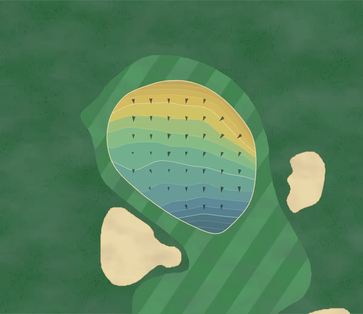 Green contour map of Hay Harbor in Fishers Island, New York — 108 elevation contours at a 3-inch interval with fall-line arrows, traced from 1-meter lidar