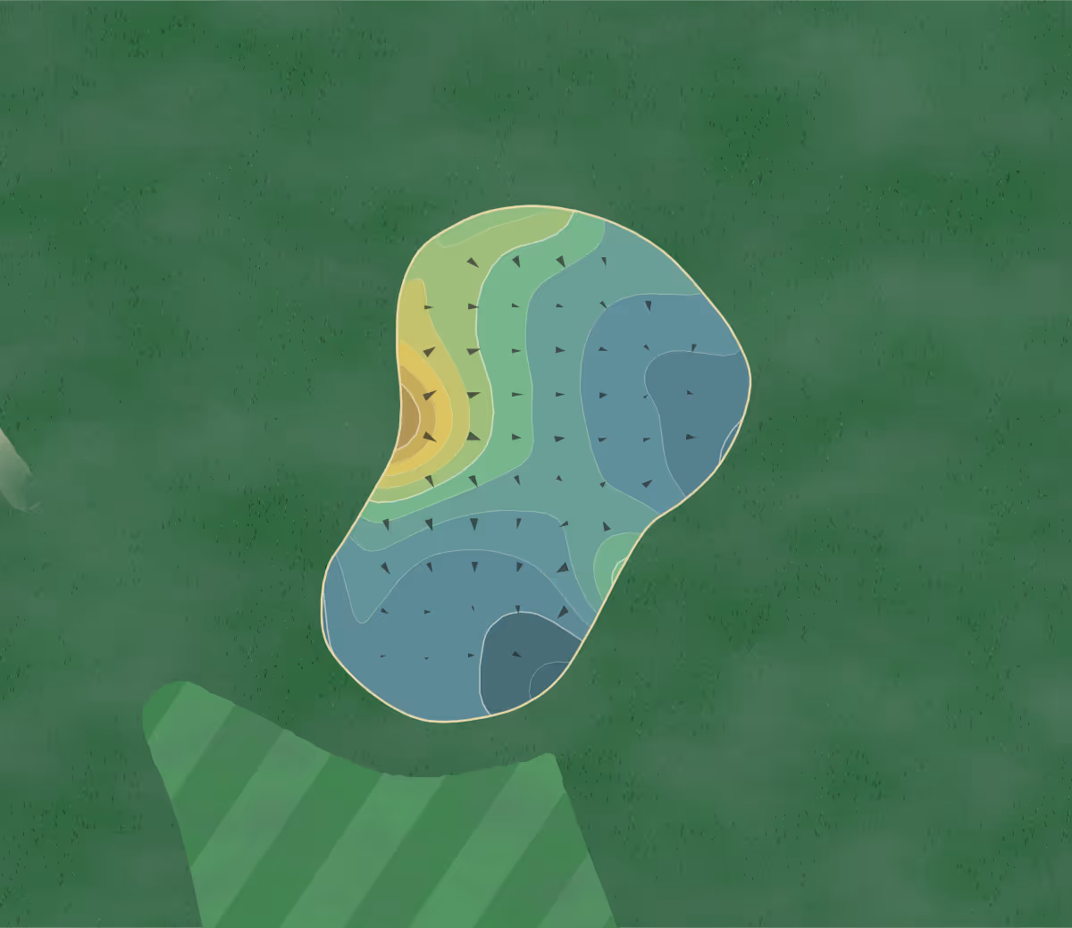 Green contour map of Hazelton GC in Rehoboth, Massachusetts — 188 elevation contours at a 3-inch interval with fall-line arrows, traced from 1-meter lidar