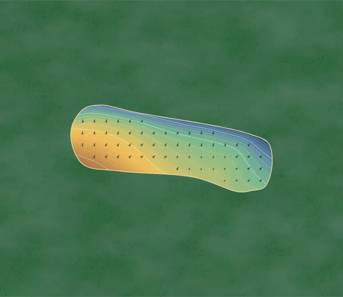 Green contour map of Headley in Bradford, England — 138 elevation contours at a 8-centimeter interval with fall-line arrows, traced from 1-meter lidar