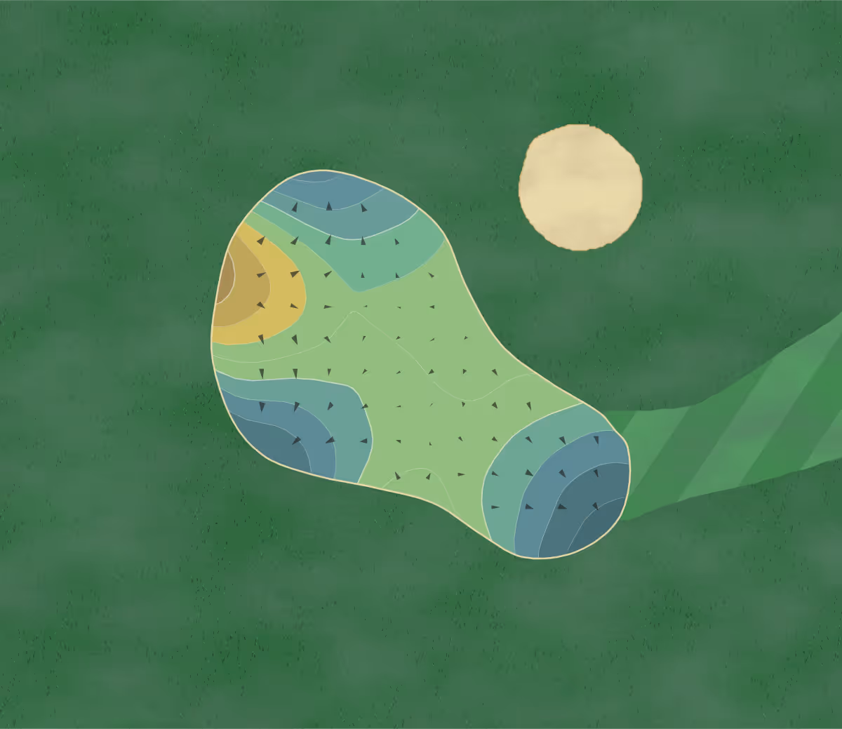 Green contour map of Headwaters in Park Rapids, Minnesota — 141 elevation contours at a 3-inch interval with fall-line arrows, traced from 1-meter lidar