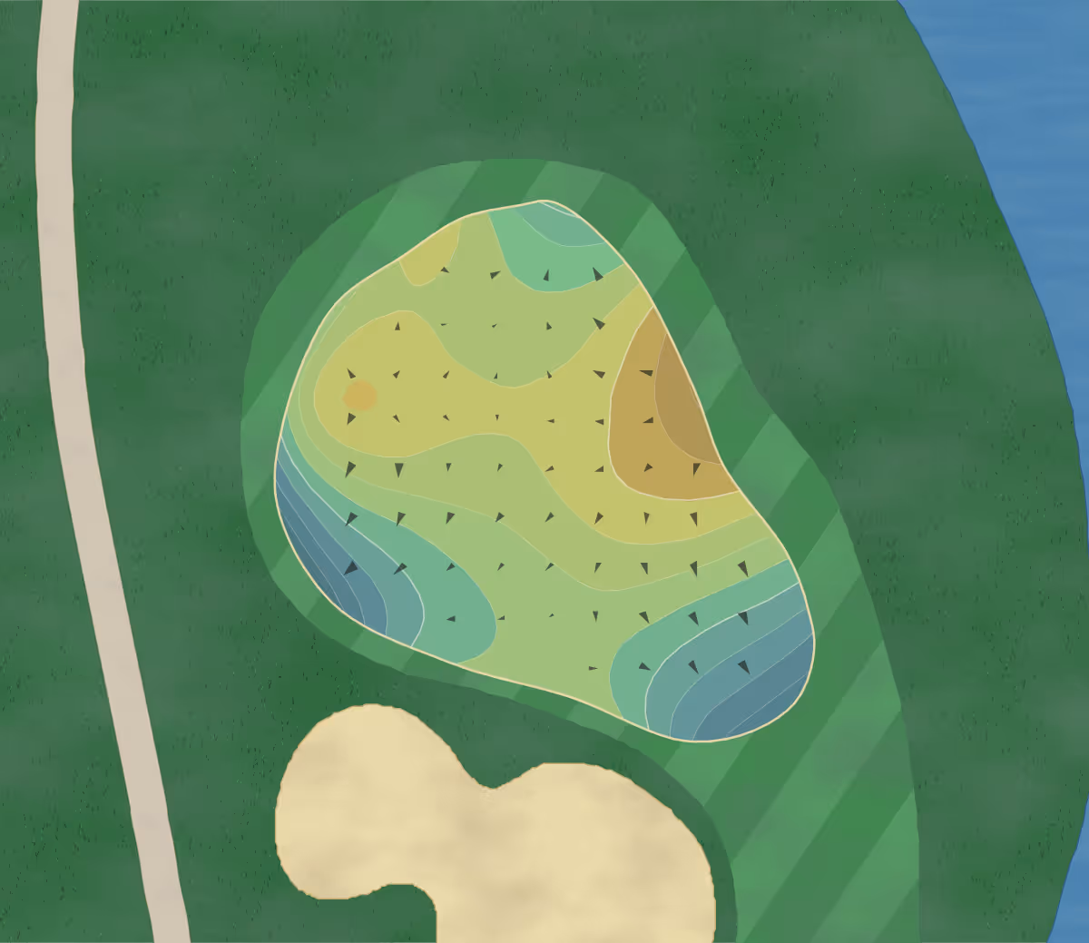 Green contour map of Hearthstone in Houston, Texas — 161 elevation contours at a 3-inch interval with fall-line arrows, traced from 1-meter lidar