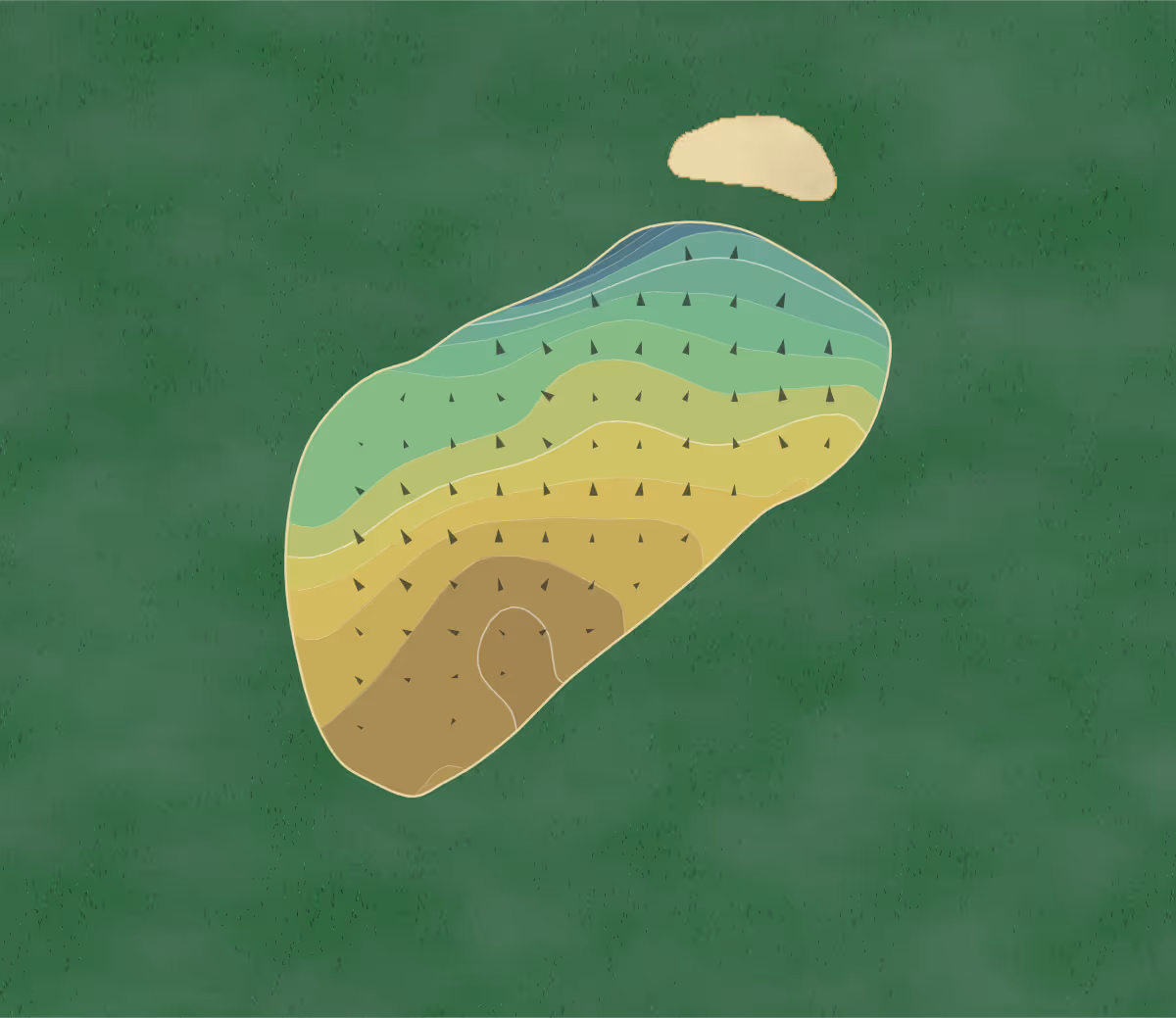 Green contour map of Heather Downs in Toledo, Ohio — 140 elevation contours at a 3-inch interval with fall-line arrows, traced from 1-meter lidar