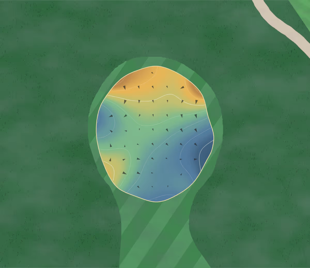 Green contour map of Heather Hill in North Stonington, Connecticut — 153 elevation contours at a 3-inch interval with fall-line arrows, traced from 1-meter lidar