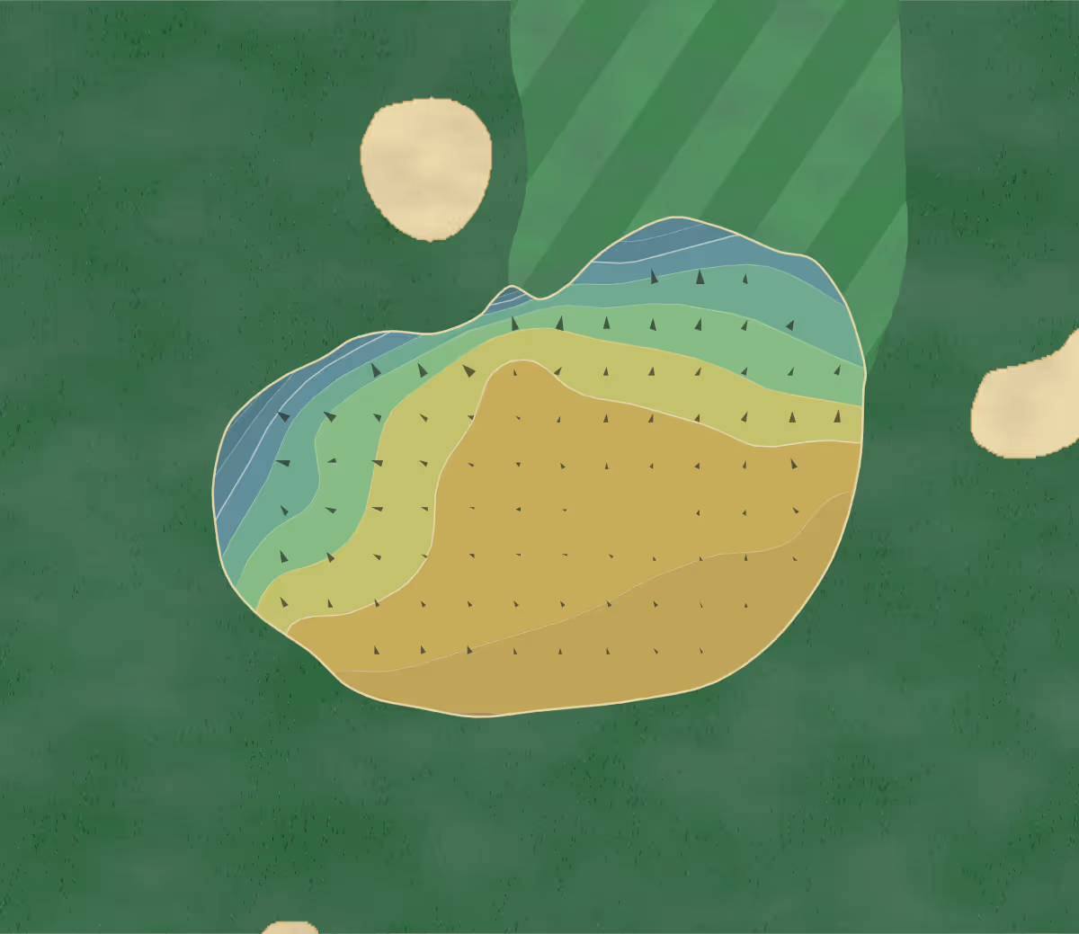 Green contour map of Heatherwoode in Springboro, Ohio — 148 elevation contours at a 3-inch interval with fall-line arrows, traced from 1-meter lidar