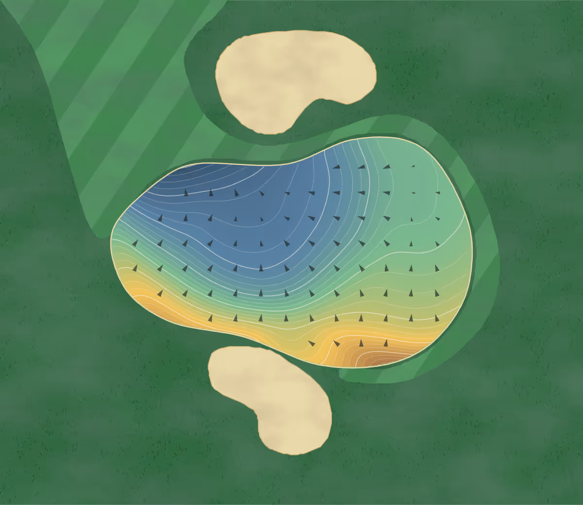 Green contour map of Henderson CC in Henderson, North Carolina: 314 elevation contours at a 3-inch interval with fall-line arrows, traced from 1-meter lidar