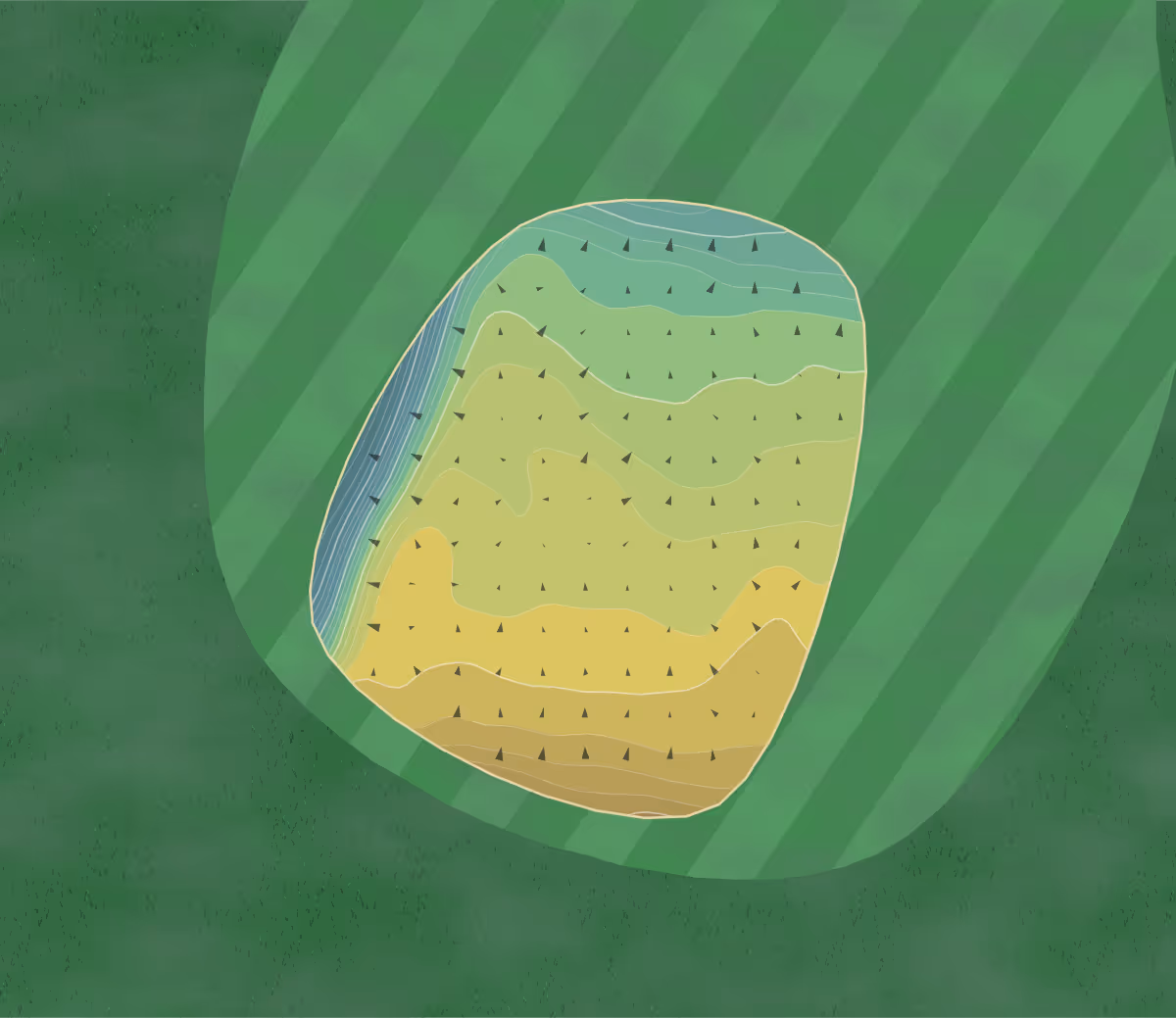 Green contour map of Hendricks Field in Newark, New Jersey — 67 elevation contours at a 3-inch interval with fall-line arrows, traced from 1-meter lidar