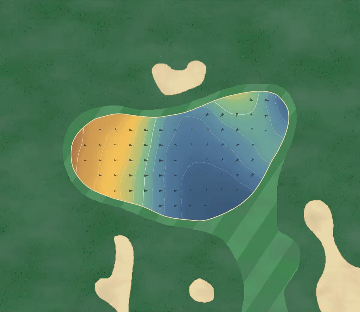 Green contour map of Heritage Bluffs in Channahon, Illinois — 133 elevation contours at a 3-inch interval with fall-line arrows, traced from 1-meter lidar