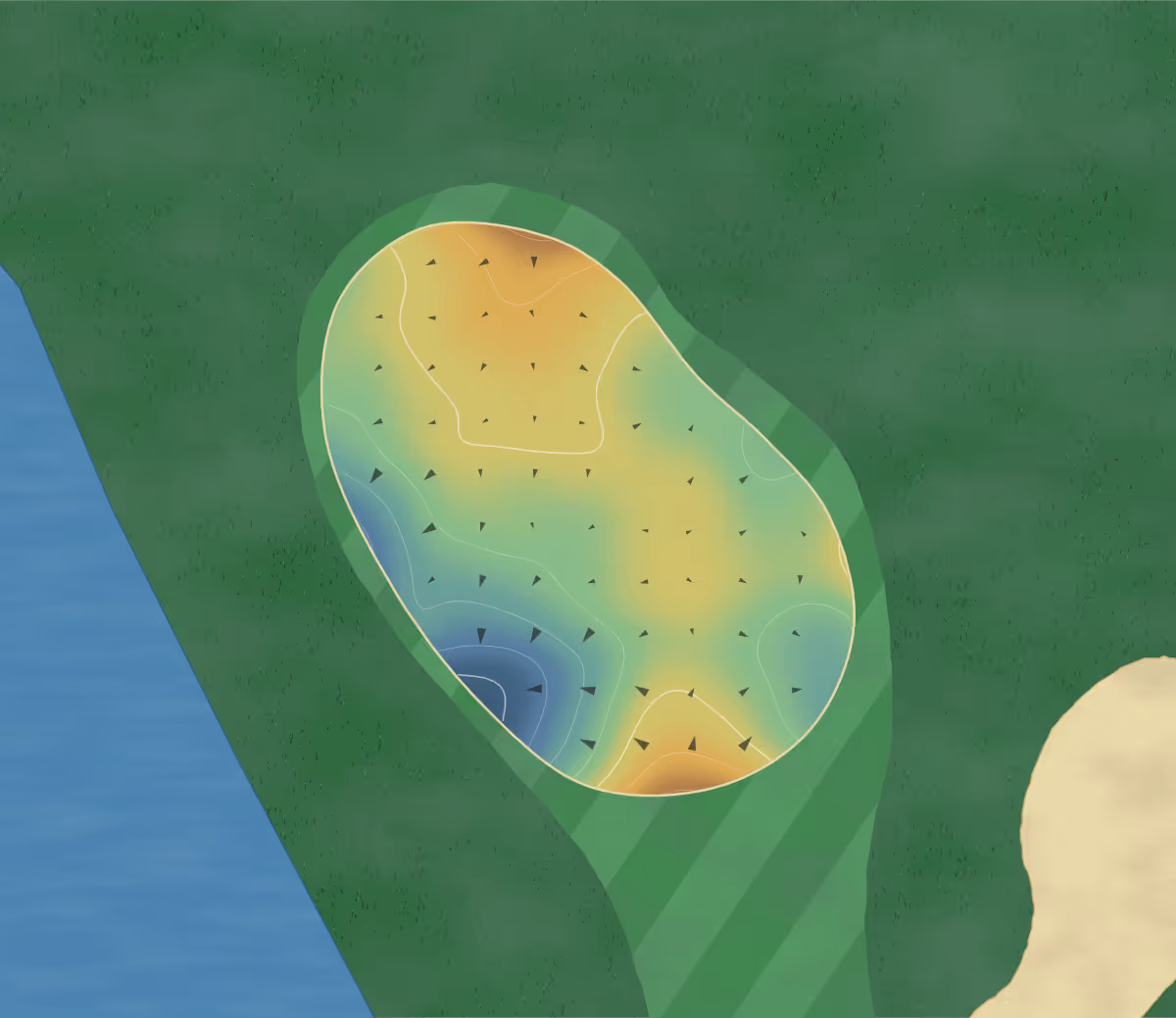 Green contour map of Heritage Ranch in Fairview, Texas: 130 elevation contours at a 3-inch interval with fall-line arrows, traced from 1-meter lidar