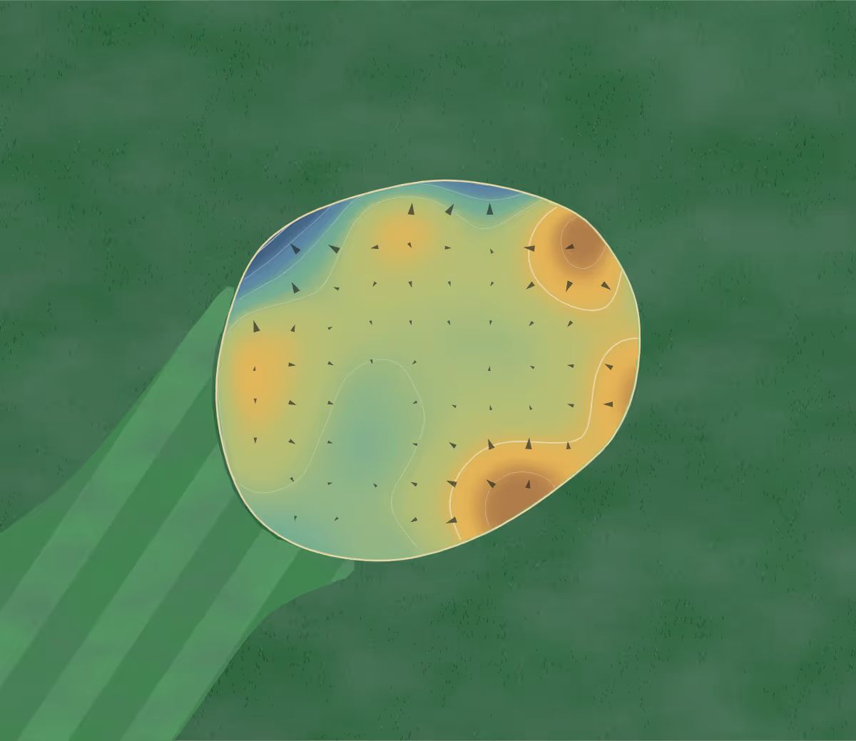 Green contour map of Heron Creek in North Webster, Indiana: 137 elevation contours at a 3-inch interval with fall-line arrows, traced from 1-meter lidar