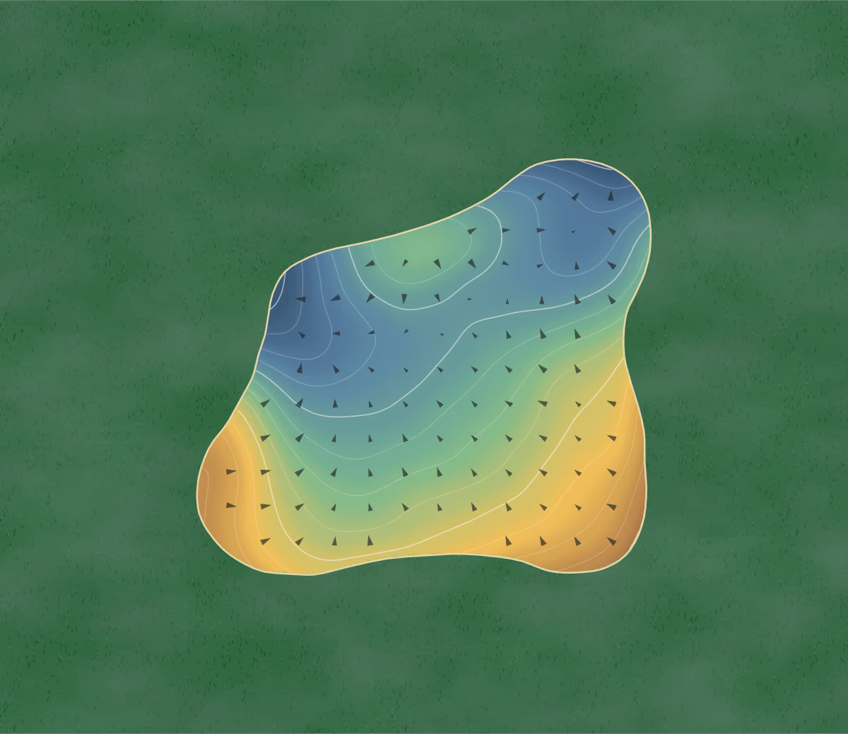 Green contour map of Heron Glen in Ringoes, New Jersey: 215 elevation contours at a 3-inch interval with fall-line arrows, traced from 1-meter lidar