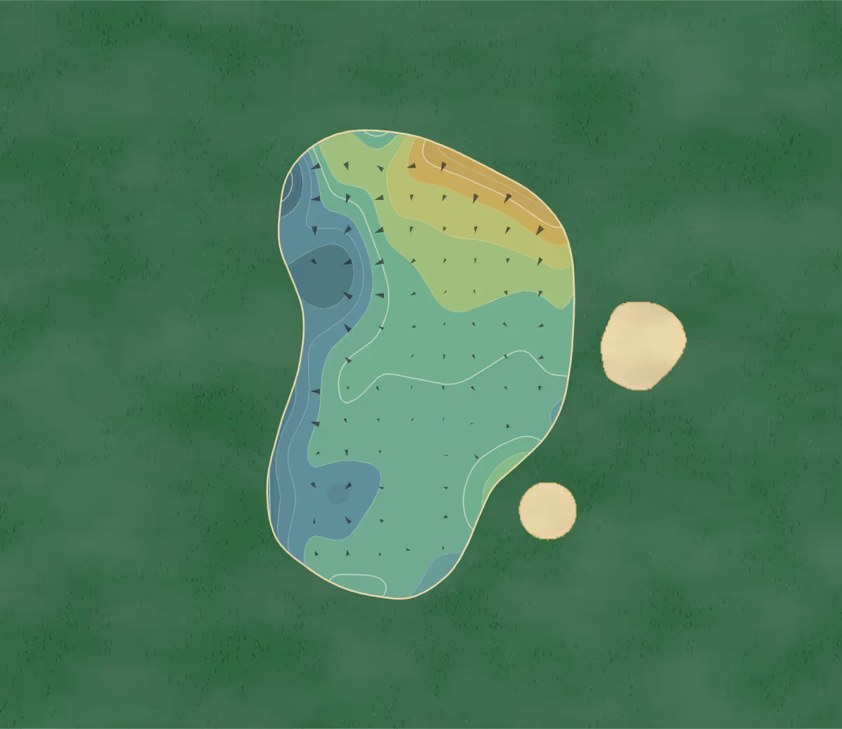 Green contour map of Herons Glen in N. Fort Myers, Florida — 77 elevation contours at a 3-inch interval with fall-line arrows, traced from 1-meter lidar
