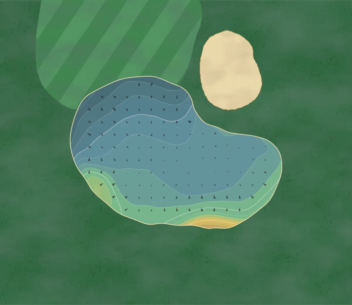 Green contour map of Het Rijk van Margraten in AL Cadier en Keer, Netherlands — 177 elevation contours at a 8-centimeter interval with fall-line arrows, traced from 1-meter lidar