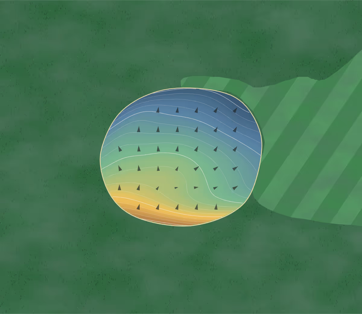 Green contour map of Hi Point in West Branch, Iowa: 101 elevation contours at a 3-inch interval with fall-line arrows, traced from 1-meter lidar