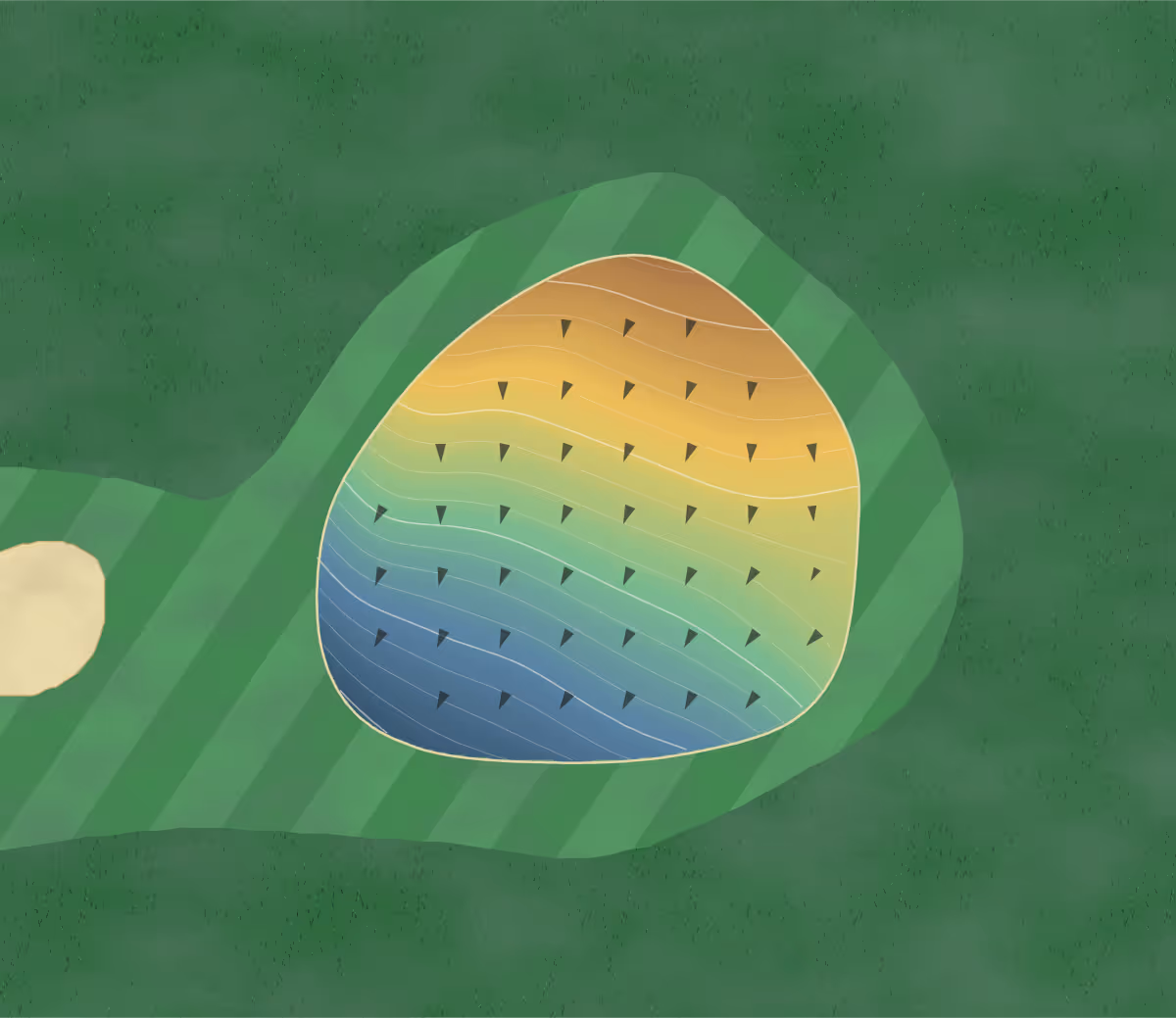 Green contour map of Hickory Hill in Jackson, Georgia: 256 elevation contours at a 3-inch interval with fall-line arrows, traced from 1-meter lidar