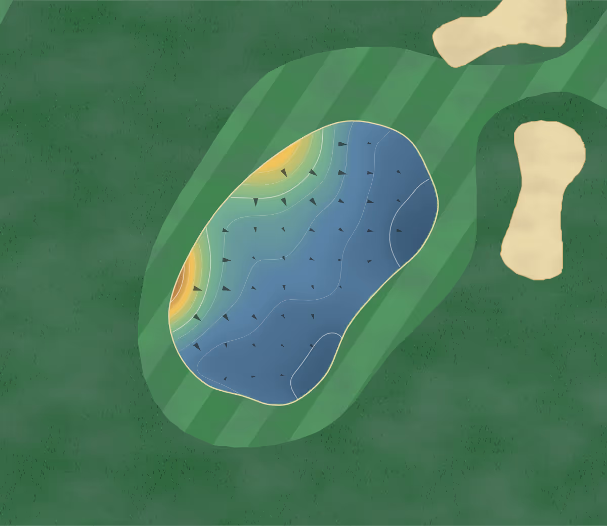 Green contour map of Hickory Hill in Jackson, Georgia — 133 elevation contours at a 3-inch interval with fall-line arrows, traced from 1-meter lidar