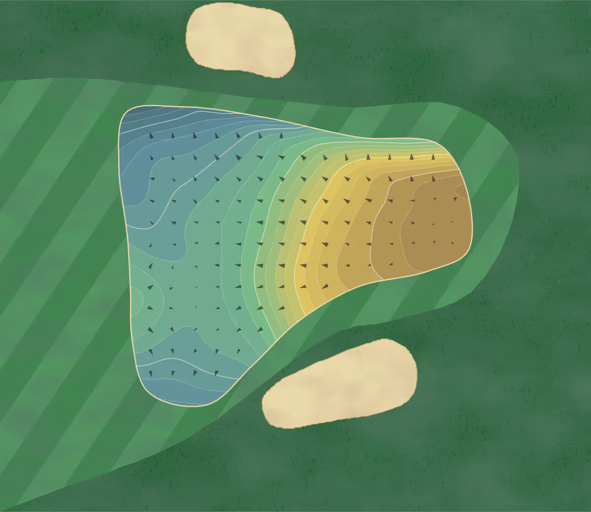 Green contour map of Hickory Ridge in Holley, New York — 187 elevation contours at a 3-inch interval with fall-line arrows, traced from 1-meter lidar