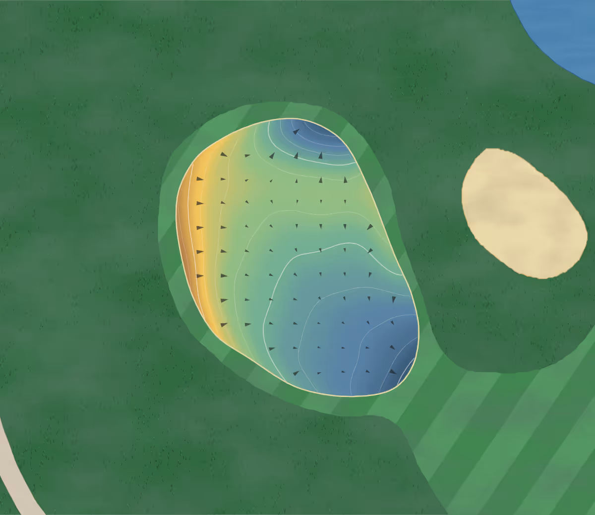 Green contour map of Hidden Bridge in Sheridan, Wyoming — 76 elevation contours at a 3-inch interval with fall-line arrows, traced from 1-meter lidar