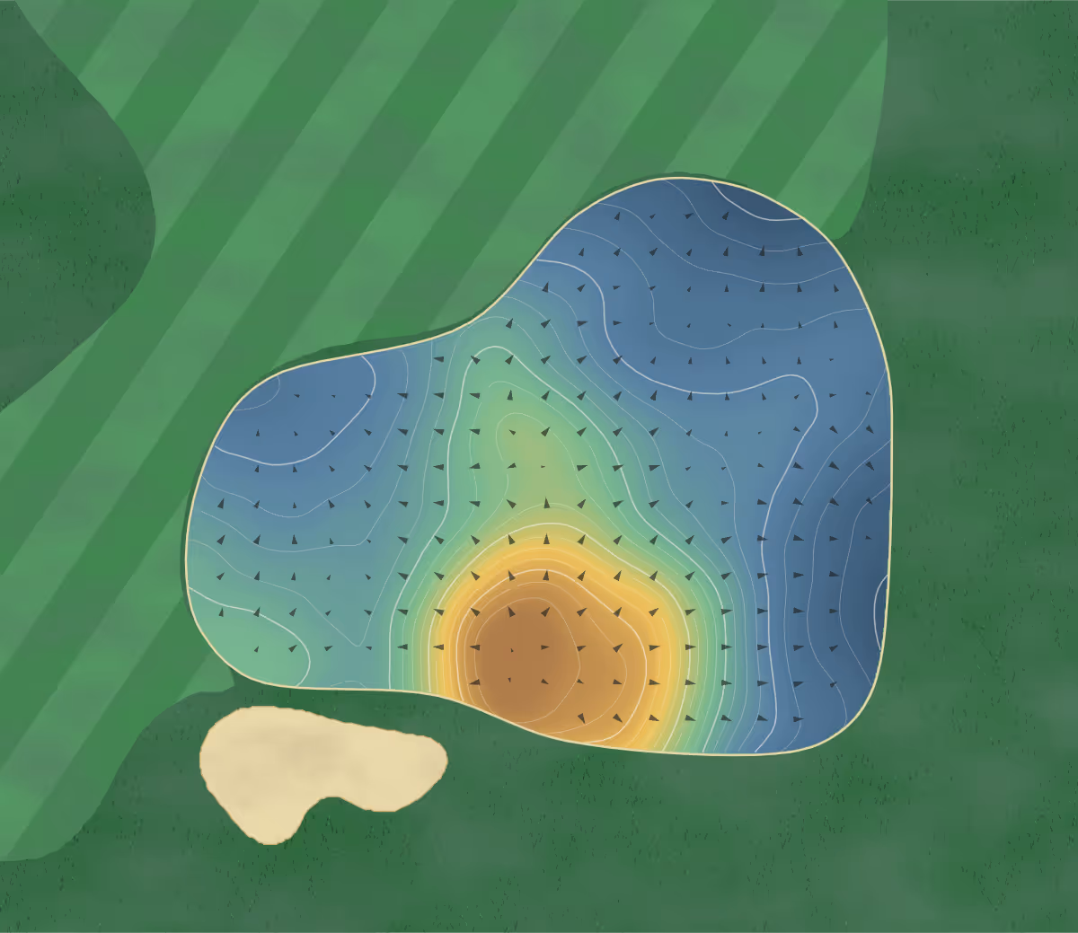 Green contour map of Hidden Glen at Bentdale in Cedarburg, Wisconsin: 238 elevation contours at a 3-inch interval with fall-line arrows, traced from 1-meter lidar