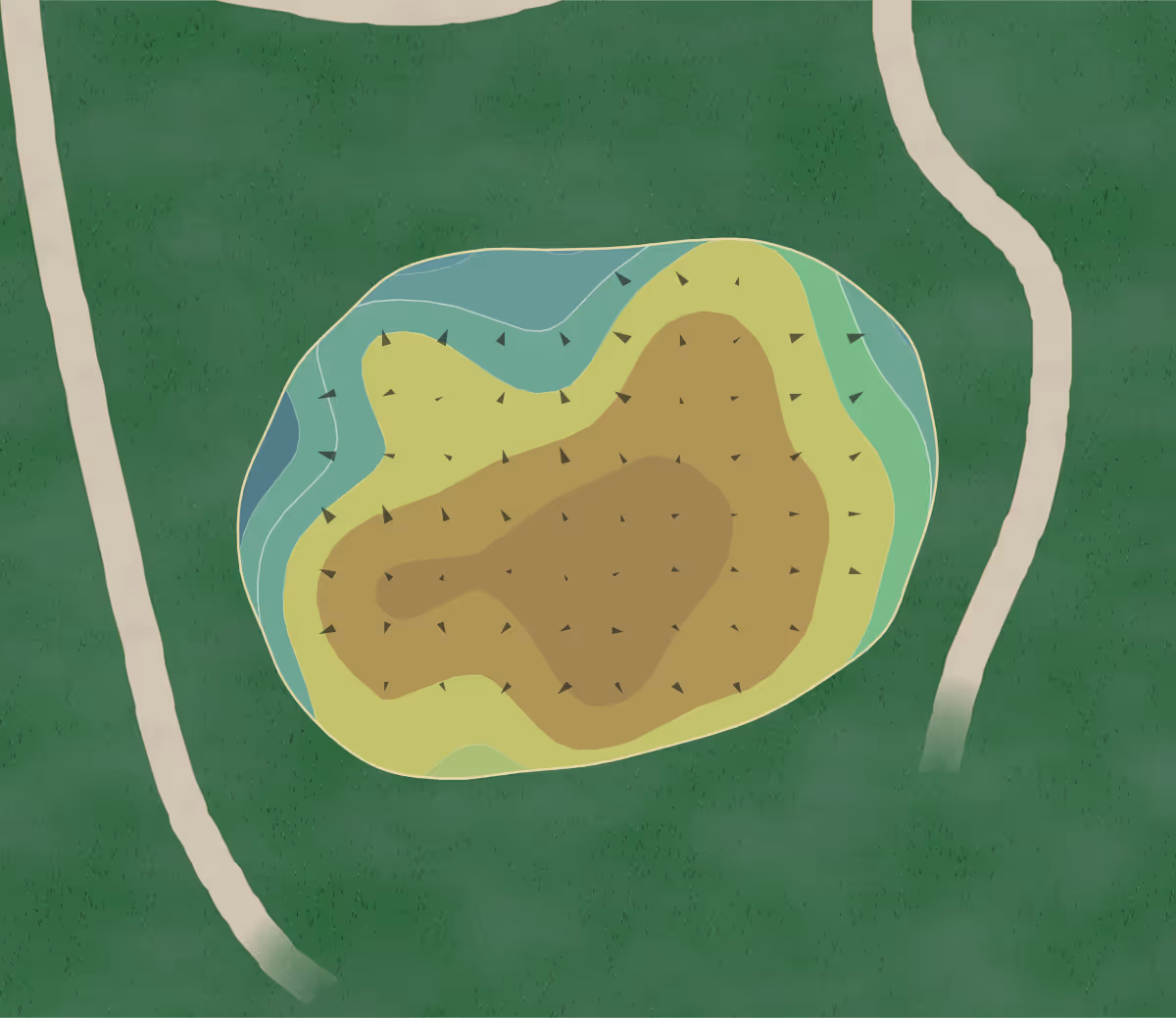 Green contour map of Hidden Lakes in New Smyrna Beach, Florida — 115 elevation contours at a 3-inch interval with fall-line arrows, traced from 1-meter lidar
